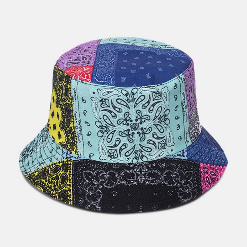 Unisex Overlay Cashew Painatus Bucket Hat Sekavärinen Ommel Rento Aurinkovarjohattu