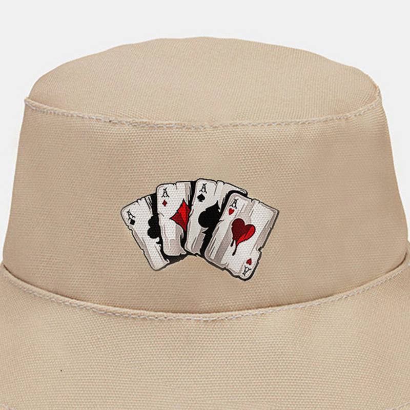 Unisex Plain Poker Pattern Bucket Hat Rento Villi Taitettava Aurinkovarjo Rantahattu