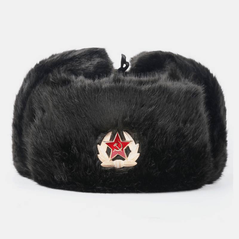 Unisex Plus Velvet Neuvostoliiton Merkki Lämmin Tuulenpitävä Korvaläppäsuojaus Ulkona Trapper-hattu Ushanka-hattu