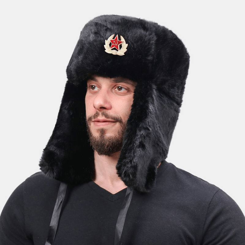 Unisex Plus Velvet Neuvostoliiton Merkki Lämmin Tuulenpitävä Korvaläppäsuojaus Ulkona Trapper-hattu Ushanka-hattu