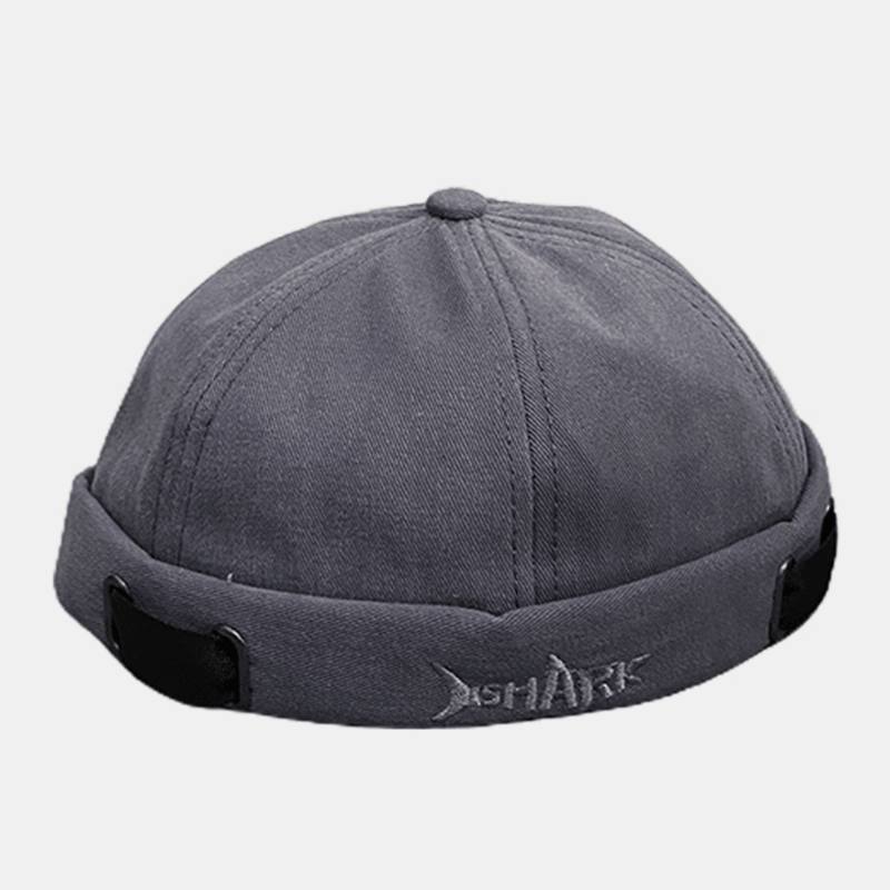 Unisex-puuvillahaikirjaimella Brodeerattu Aurinkovarjo Brimless Beanie Landlord Cap Skull Cap