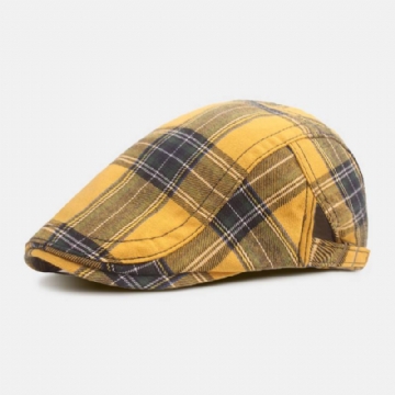 Unisex Puuvillainen Ristikkokuvio Baretit British Retro Outdoor Rento College Säädettävä Hengittävä Litteä Hattu