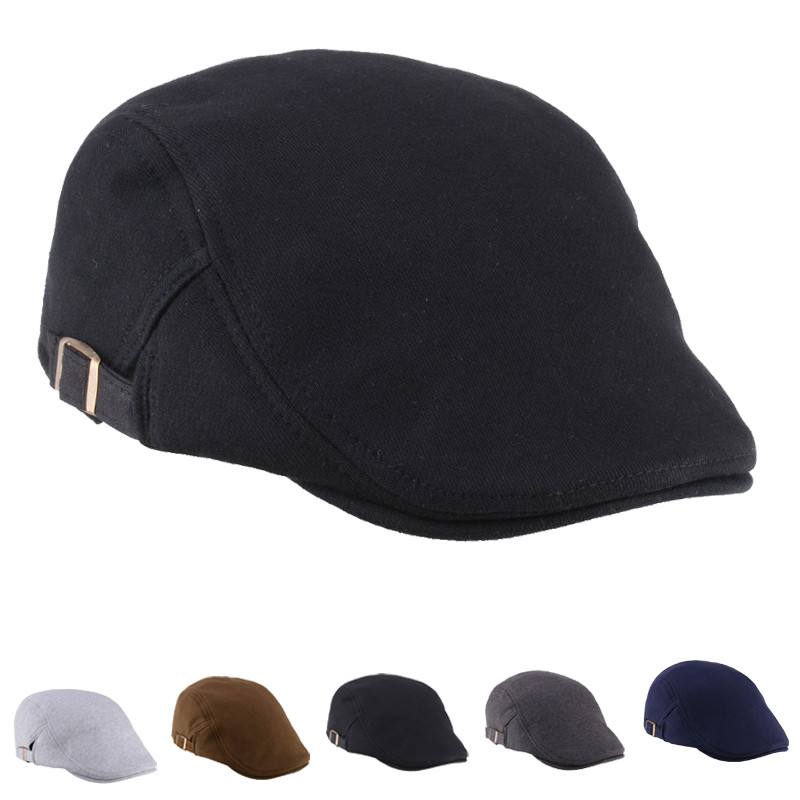 Unisex-puuvillasekoite Barettihattu Paperi Boy Duckbill Golf Litteä Solki Cabbie Cap Miehille Naisille