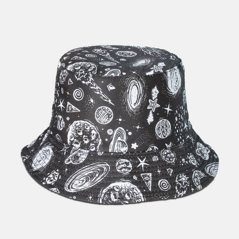 Unisex Starry Sky Bucket Hat Puuvillainen Kaksipuolinen Leveälierinen Wild Outdoor Auringonvarjo Rantahattu