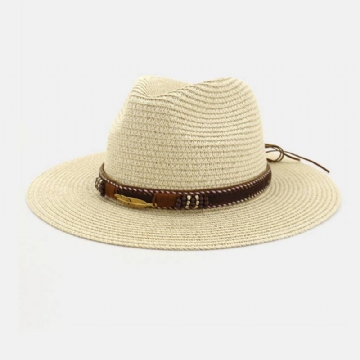 Unisex Sunscreen Travel Beach Sun Hat Tyylikäs Seaside Jazz Hat Olkihattu