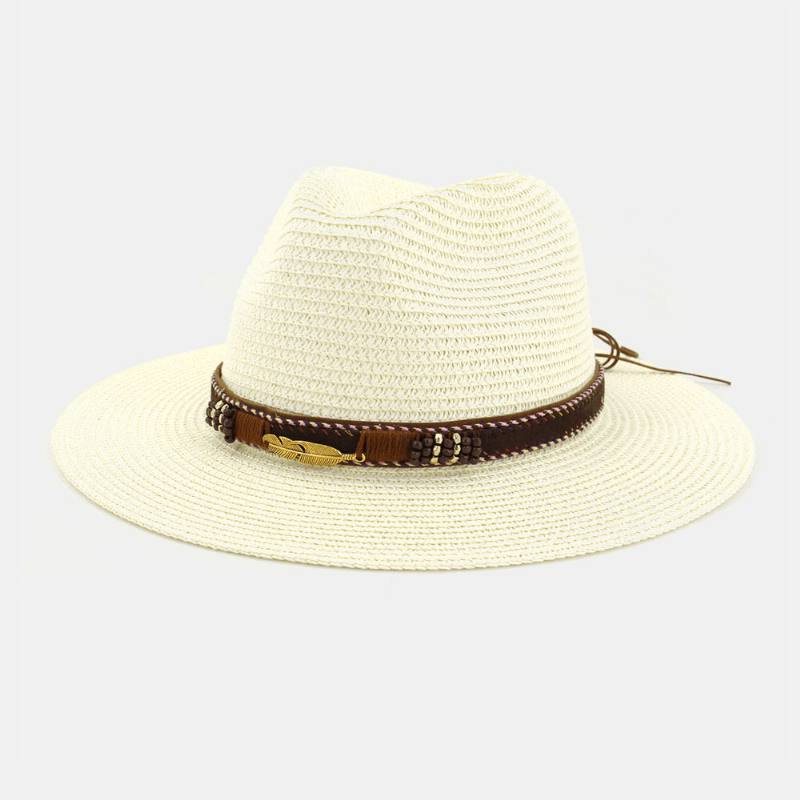 Unisex Sunscreen Travel Beach Sun Hat Tyylikäs Seaside Jazz Hat Olkihattu