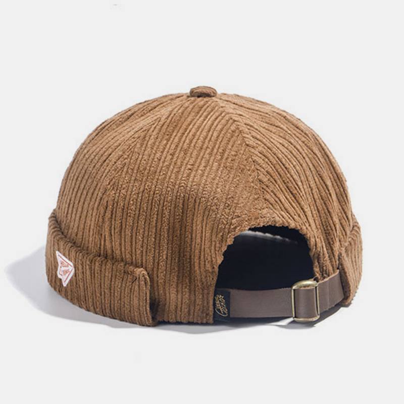 Unisex Vakosamettipaperi Lentokonepatch Raidallinen Hattu Syksy Talvi Lämmin Säädettävä Retro Reunaton Pipo Landlord Cap Skull Cap