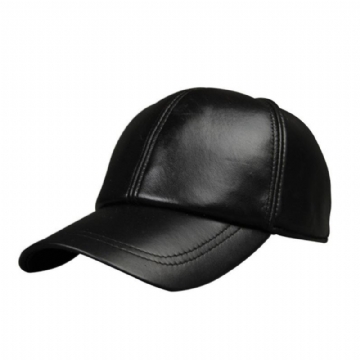 Uudet Miesten Nahkainen Lämmin Baseball Lippalakki Säädettävä Talvi Musta Trucker Snapback Hatut