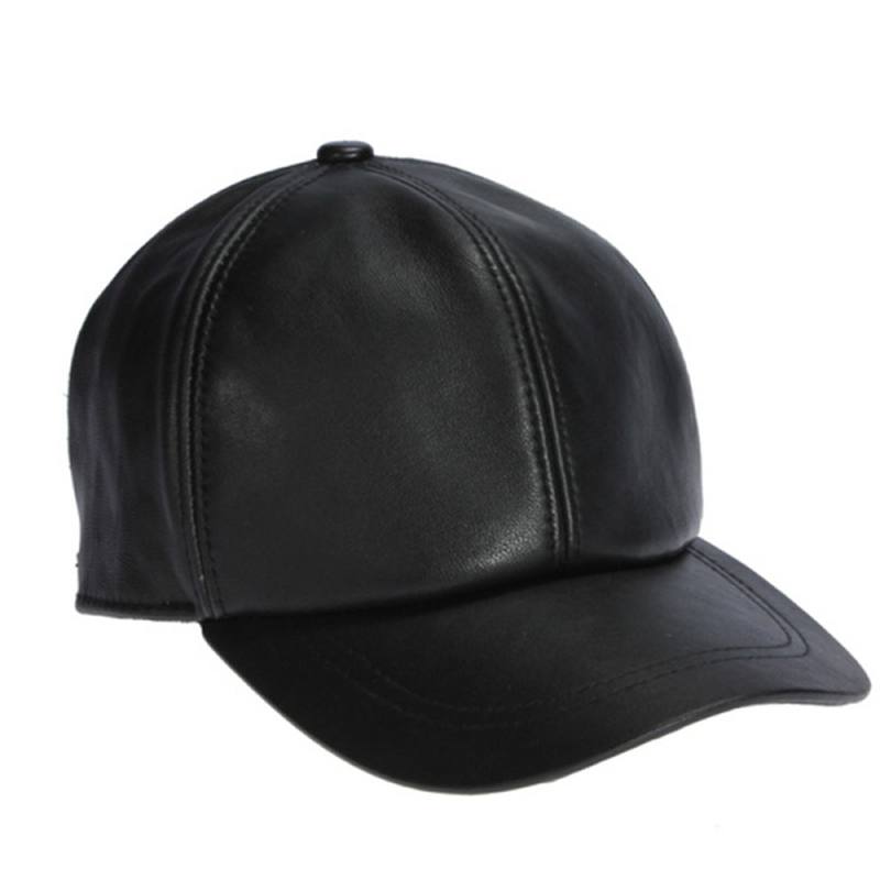 Uudet Miesten Nahkainen Lämmin Baseball Lippalakki Säädettävä Talvi Musta Trucker Snapback Hatut