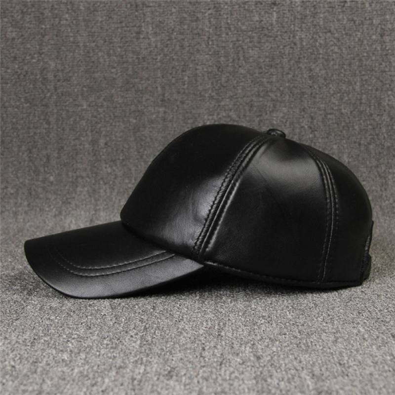 Uudet Miesten Nahkainen Lämmin Baseball Lippalakki Säädettävä Talvi Musta Trucker Snapback Hatut