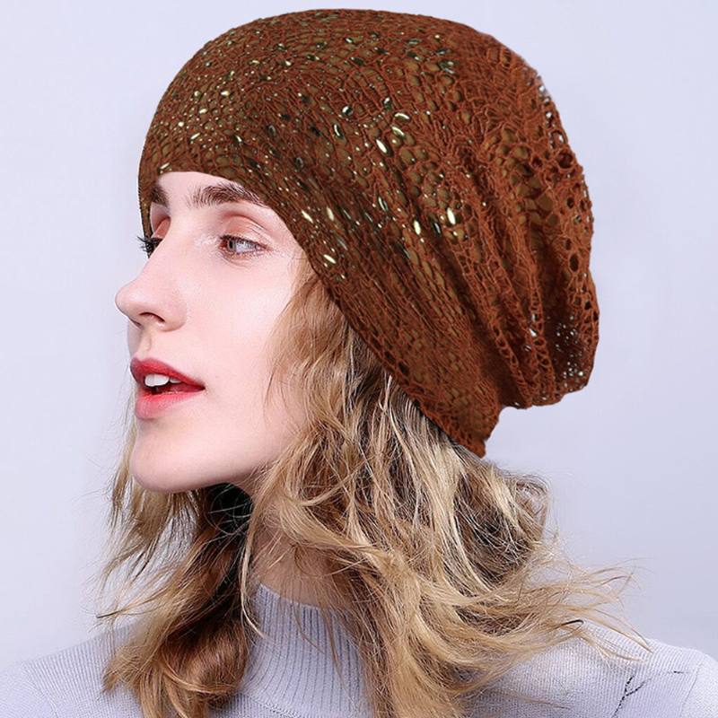 Uusi Knitting Cutout Beanie Hat Hengittävät Lippalakit