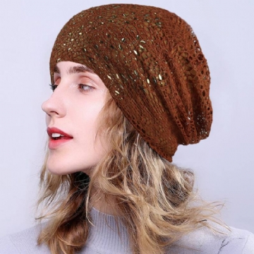 Uusi Knitting Cutout Beanie Hat Hengittävät Lippalakit