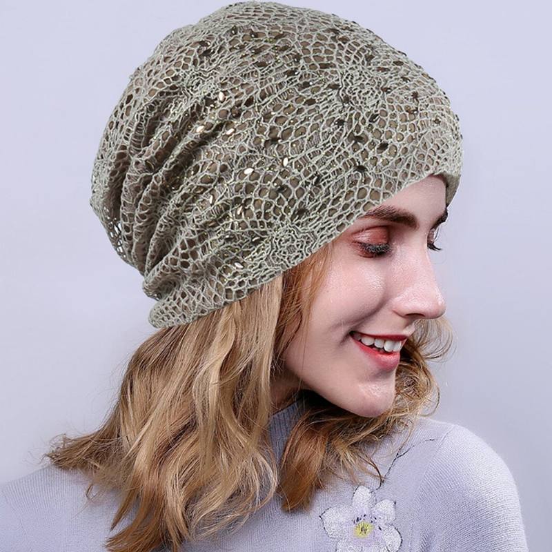 Uusi Knitting Cutout Beanie Hat Hengittävät Lippalakit