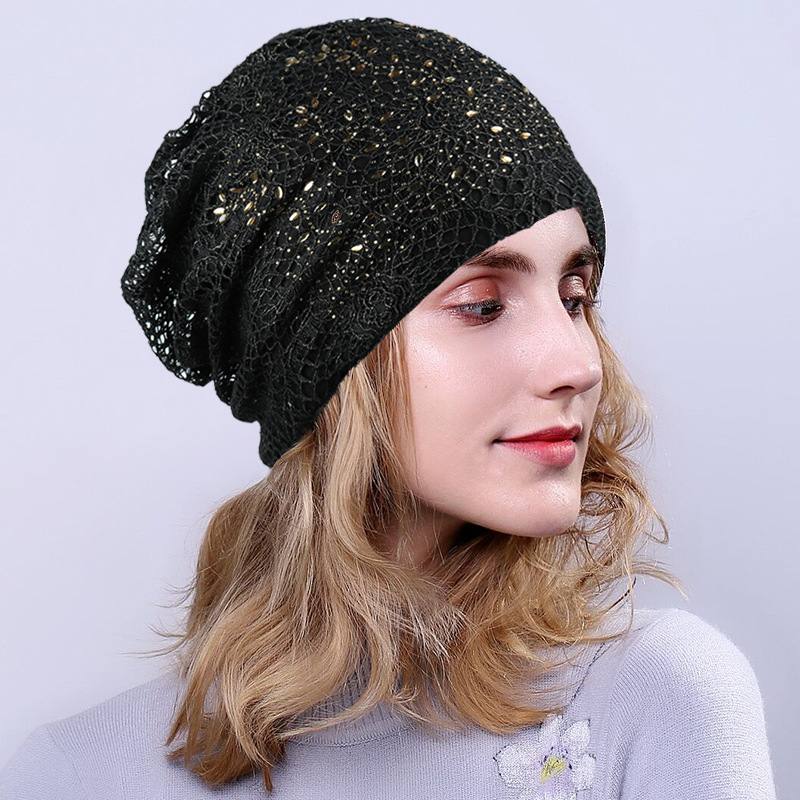 Uusi Knitting Cutout Beanie Hat Hengittävät Lippalakit