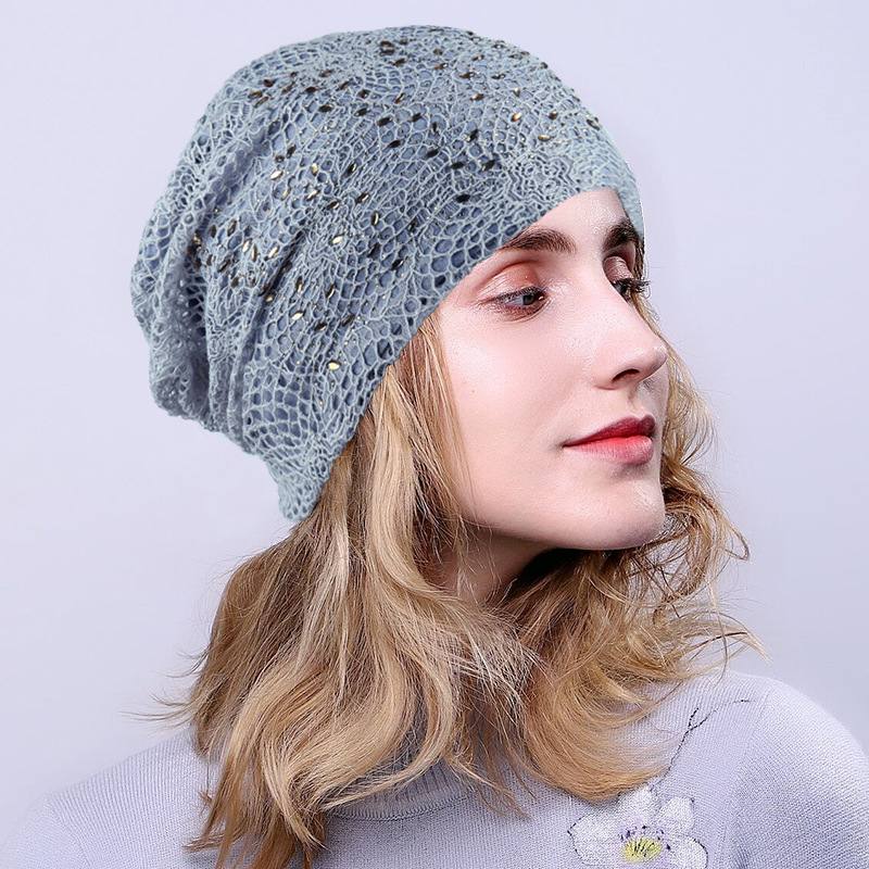 Uusi Knitting Cutout Beanie Hat Hengittävät Lippalakit