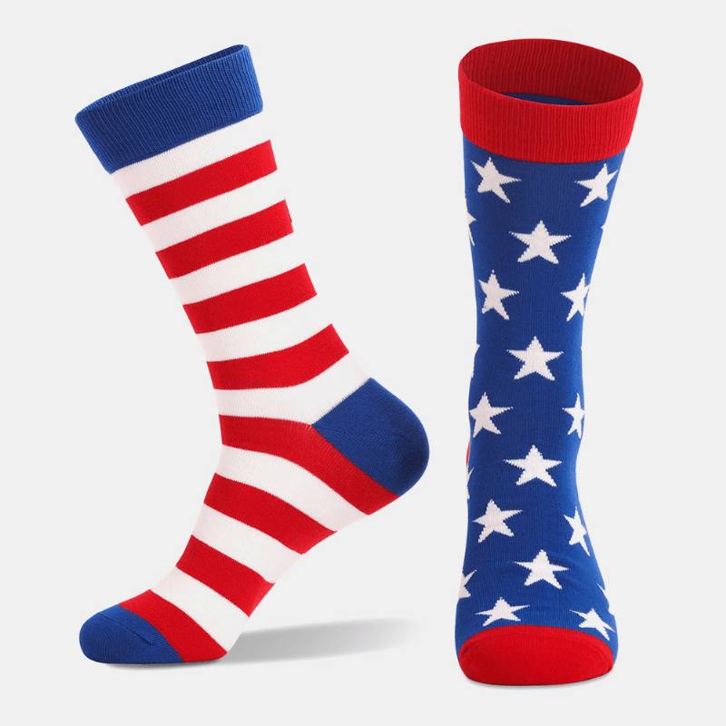 3 Kpl Unisex-raidallinen American Flag -kuvioinen Hengittävä Putkisukka