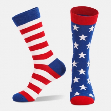 3 Kpl Unisex-raidallinen American Flag -kuvioinen Hengittävä Putkisukka