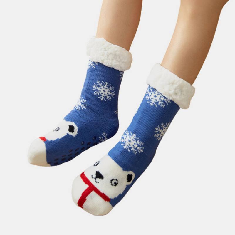 Naiset Lämmin Talvi Ulkoilu Joulu Tyyli Sarjakuva Eläimet Kuvio Plus Sametti Paksu Koti Sleep Socks Tube Sukat