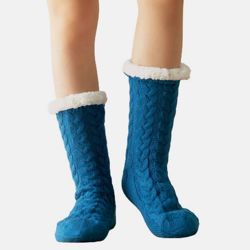 Naisten Lämmin Talvi Outdoor Yksiväriset Plus Velvet Thicken Home Sleep Socks Tube Sukat