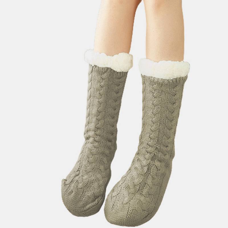 Naisten Lämmin Talvi Outdoor Yksiväriset Plus Velvet Thicken Home Sleep Socks Tube Sukat